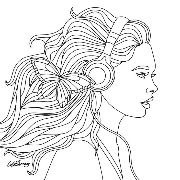 Раскраска прически для девочек Pin by Deborah Keeton on Coloring pages Coloring book art, Music coloring, Color