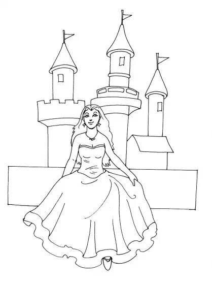 Раскраска принцесса с замком фото Knight #87161 (Characters) - Free Printable Coloring Pages