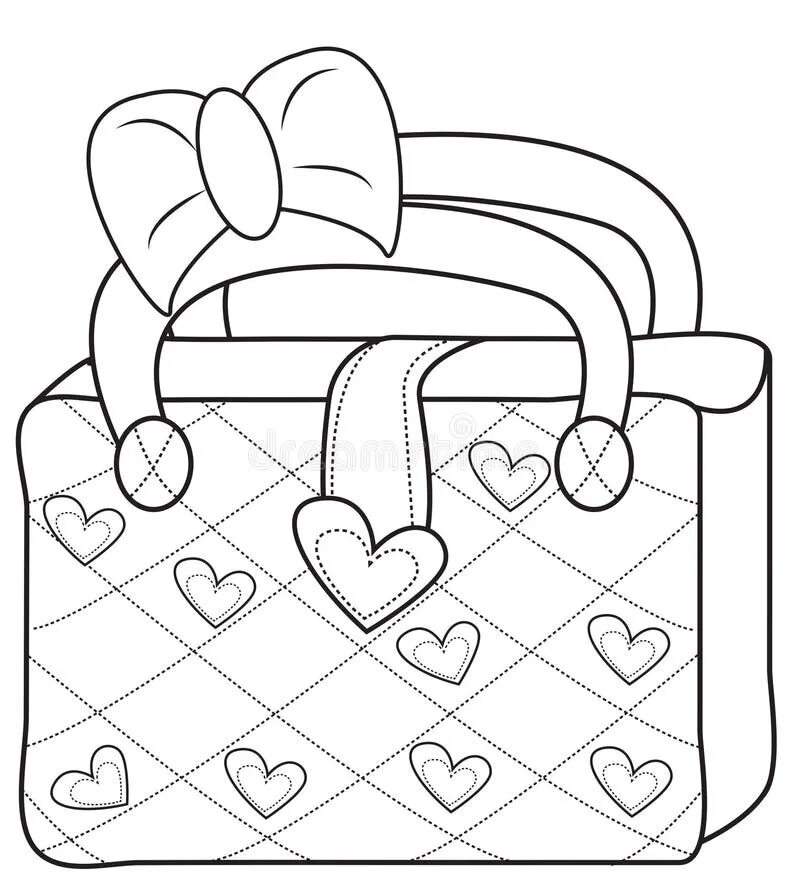 Раскраска сумочка Ladies bag coloring page stock illustration. Illustration of elements - 50479138