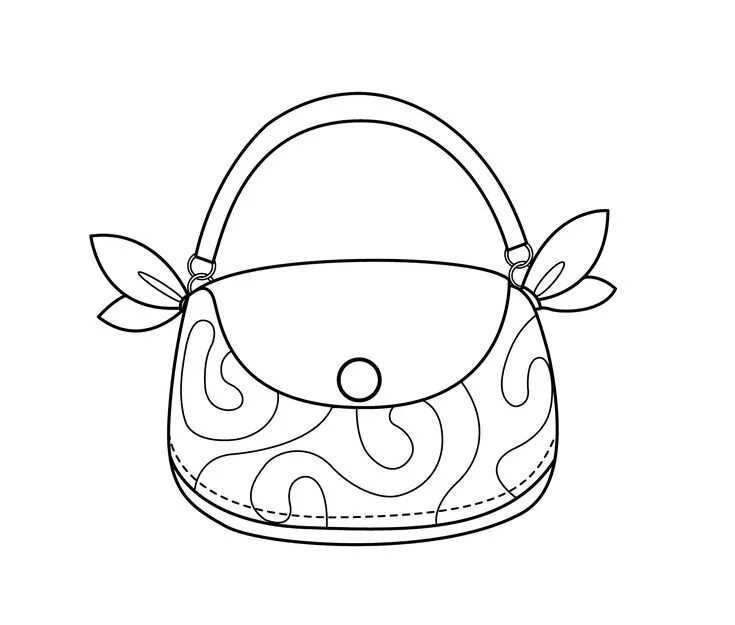 Раскраска сумочка Pretty fashion bag coloring page for girls, printable free Coloring pages, Disne