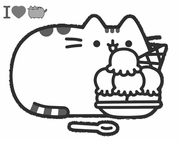 Раскраски фото пухлых котиков Pusheen Con Helado para colorear Pusheen coloring pages, Cat coloring page, Hell