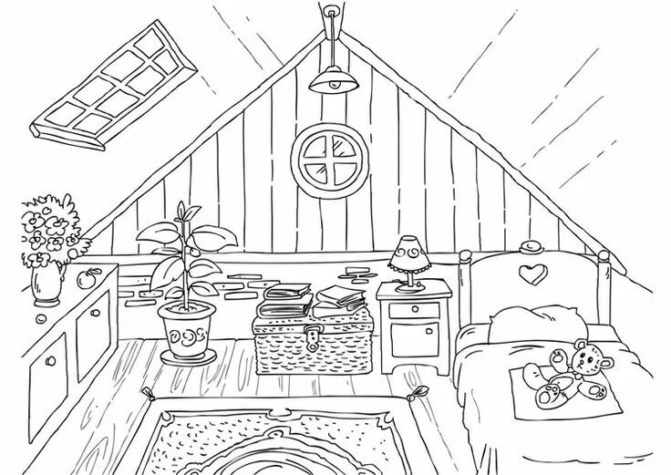 Раскраски интерьер комнаты распечатать раскраски courtepointe dessin - Recherche Google House colouring pages, Coloring pages, Co