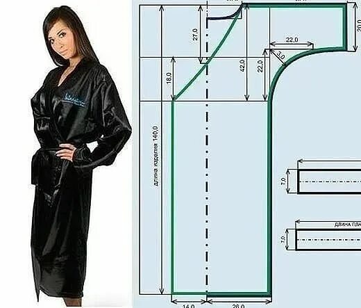 Раскроить халат сразу на ткани без выкройки Восемь простых выкроек домашних халатов Выкройки, Выкройка пижамы, Кимоно