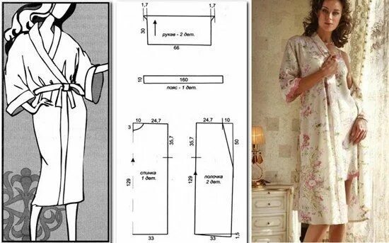 Раскроить халат сразу на ткани без выкройки Халат-кимоно: выкройка и рекомендации по пошиву Кимоно, Выкройки, Халат