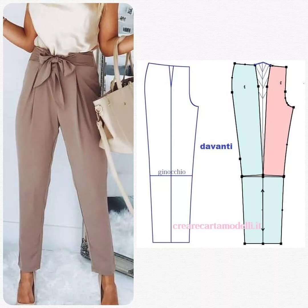 Раскрой женских брюк на ткани без выкройки Нет описания фото. Women pants pattern, Sewing clothes women, Clothes sewing pat