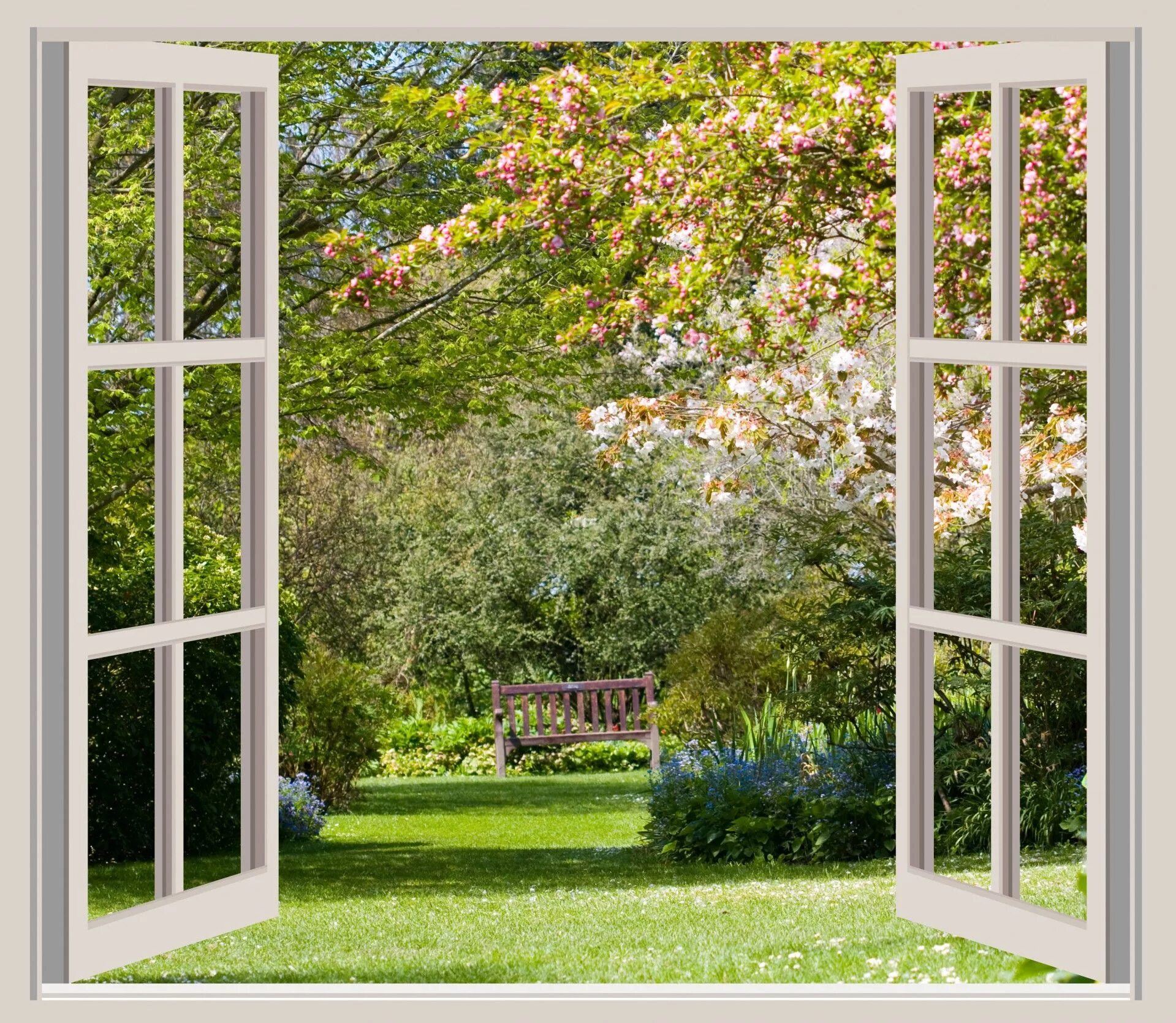 Распахнутые окна фото Spring Garden Window Frame View Free Stock Photo HD Fototapete fenster, Fenstera