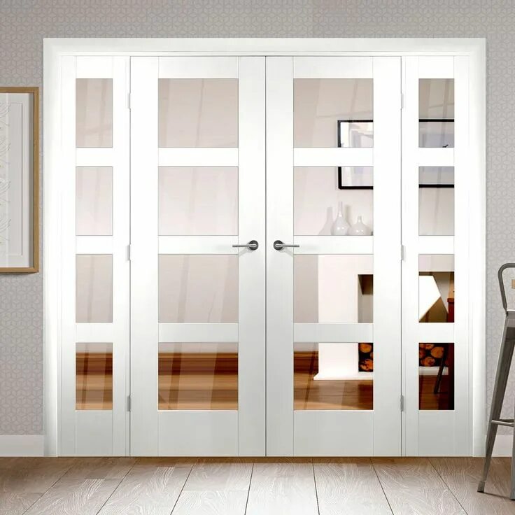 Распашные двери межкомнатные фото Easi-Frame White Door Set - GWPSHA4L-COEOP1 - 2005mm Height - 1910mm Wide Room d