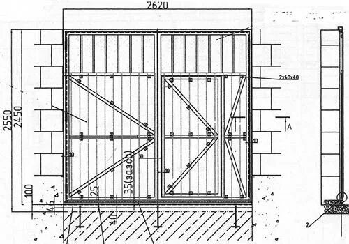Распашные гаражные ворота с калиткой чертеж схема распашных ворот Чертежи, Металлические ворота, Ворота