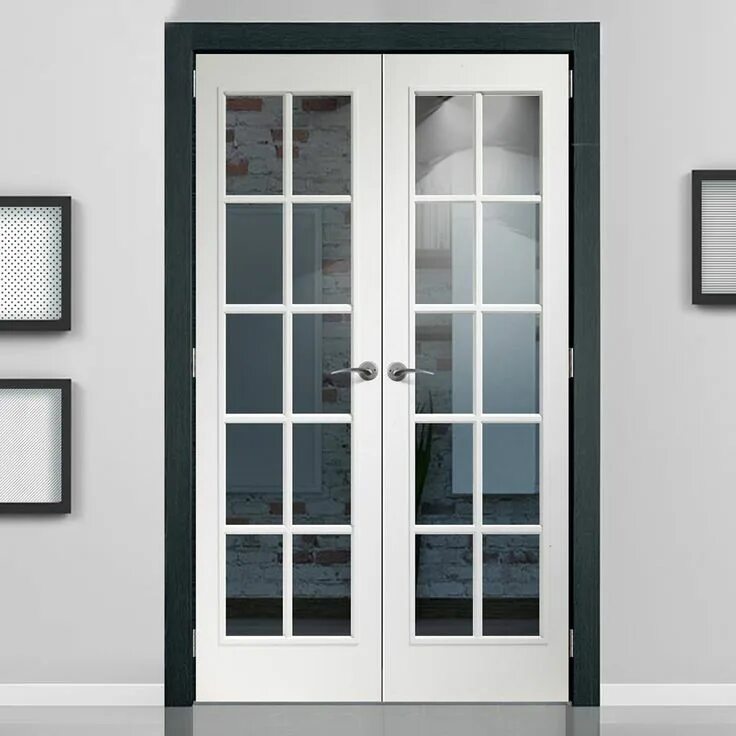 Распашные межкомнатные двери со стеклом фото Our Portobello 10 Light interior French Door Pair has a woodgrain effect and and