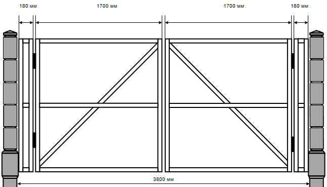 Распашные ворота 12 м чертеж Купить Ворота Распашные 180% Купить заборы, столбы и ограждения