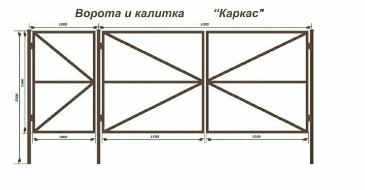 Распашные ворота 5 метров чертеж Неактивно