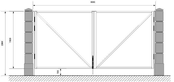 Распашные ворота 5 метров чертеж Ворота шириной 3 метра