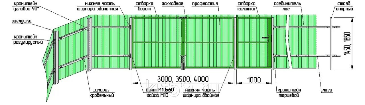 Распашные ворота для забора чертеж Каркас калитки неокрашенный высота 1,45 м купить Металлпром