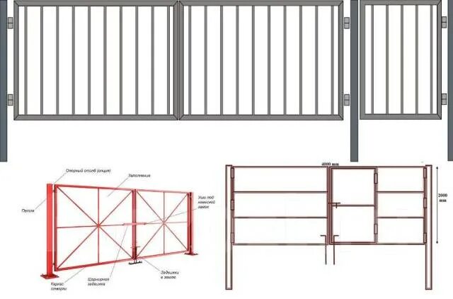 Распашные ворота для забора чертеж Ворота откатные, распашные, гаражные. Сварщики в Находке