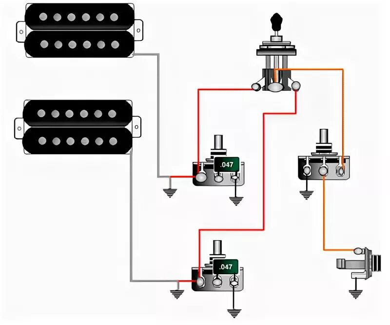 Распайка 1 громкость 2 тона Guitar wiring, tips, tricks, schematics and links