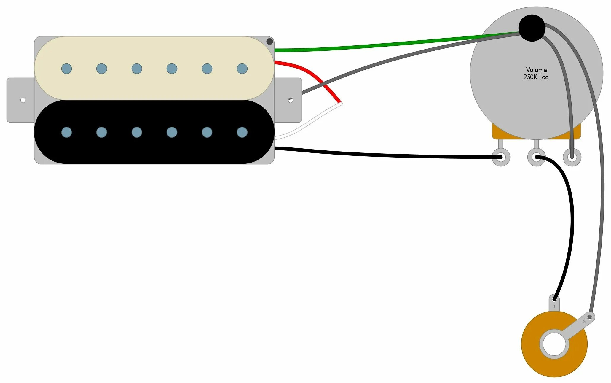 Распайка 1 хамбакер 1 громкость Seymour Duncan SH-4 JB Wiring Diagram Humbucker Soup Seymour duncan, Seymour dun