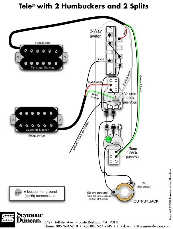 Распайка 2 хамбакера 1 громкость Tour Support - Tele Installation in a