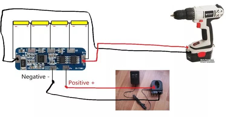 Распайка аккумулятора шуруповерта Ответы Mail.ru: подскажите .я правильно нарисовал схему подключения литий-ионых 
