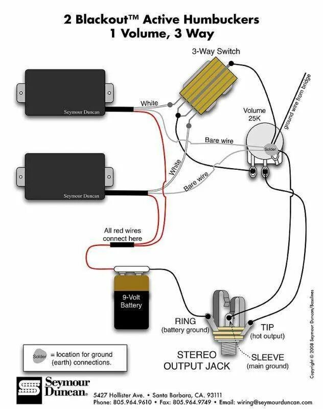 Распайка активного звукоснимателя с пассивным Seymour Duncan AHB-1 требуется помощь! - equipment.others - Форум гитаристов