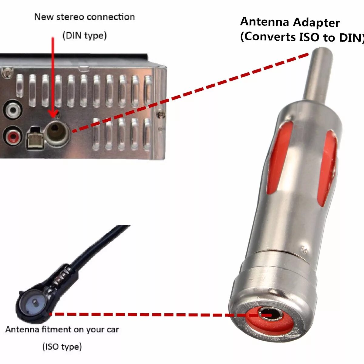 Распайка антенны Car Truck Radio Vehicle Stereo Antenna Adapter Aerial Connector Plug ISO to DIN 