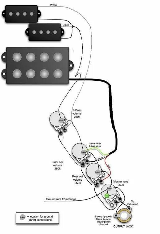 Распайка бас гитары с двумя звукоснимателями 17+ Electric Bass Guitar Electronics Wiring Diagram Kerja