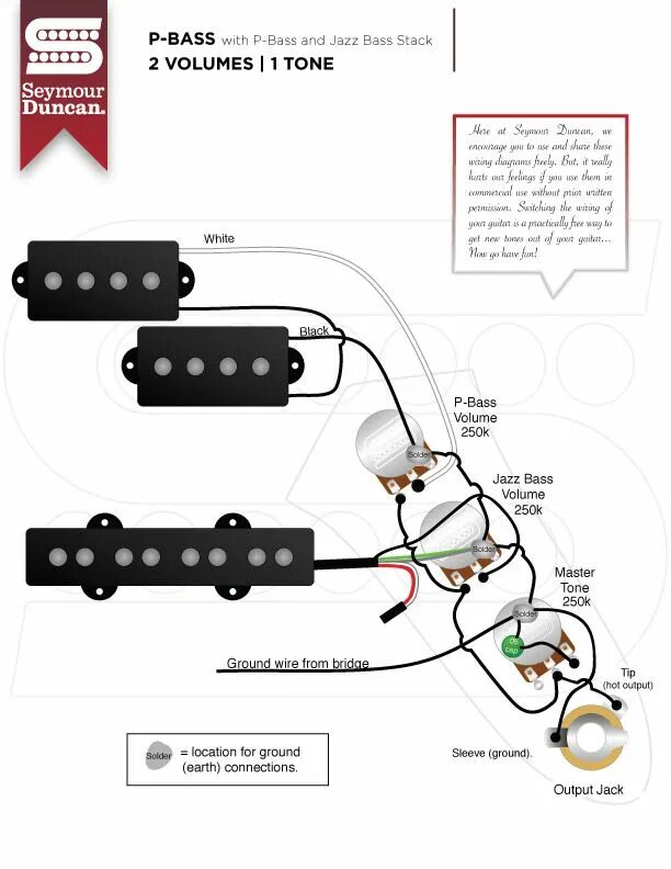 Распайка баса Wiring Diagrams - Seymour Duncan Seymour Duncan Guitar pickups, Bass, Bass guita