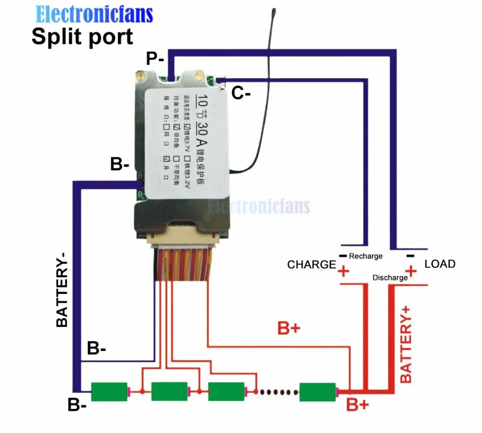 Распайка бмс 10s 10S 36V 30A BMS PCB Плата для зарядки литиевой батареи 18650