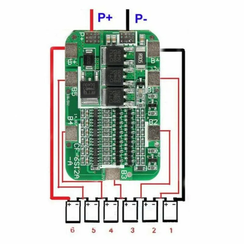 Распайка бмс 10s КОНТРОЛЛЕР ЗУ Li-ion 6 ячеек12А с балансировкой купить