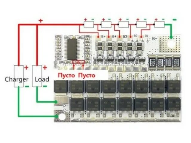 Распайка bms Модуль защиты Li-Ion аккумуляторов BMS на 5 банок 100A, Модули питания - REKSHOP