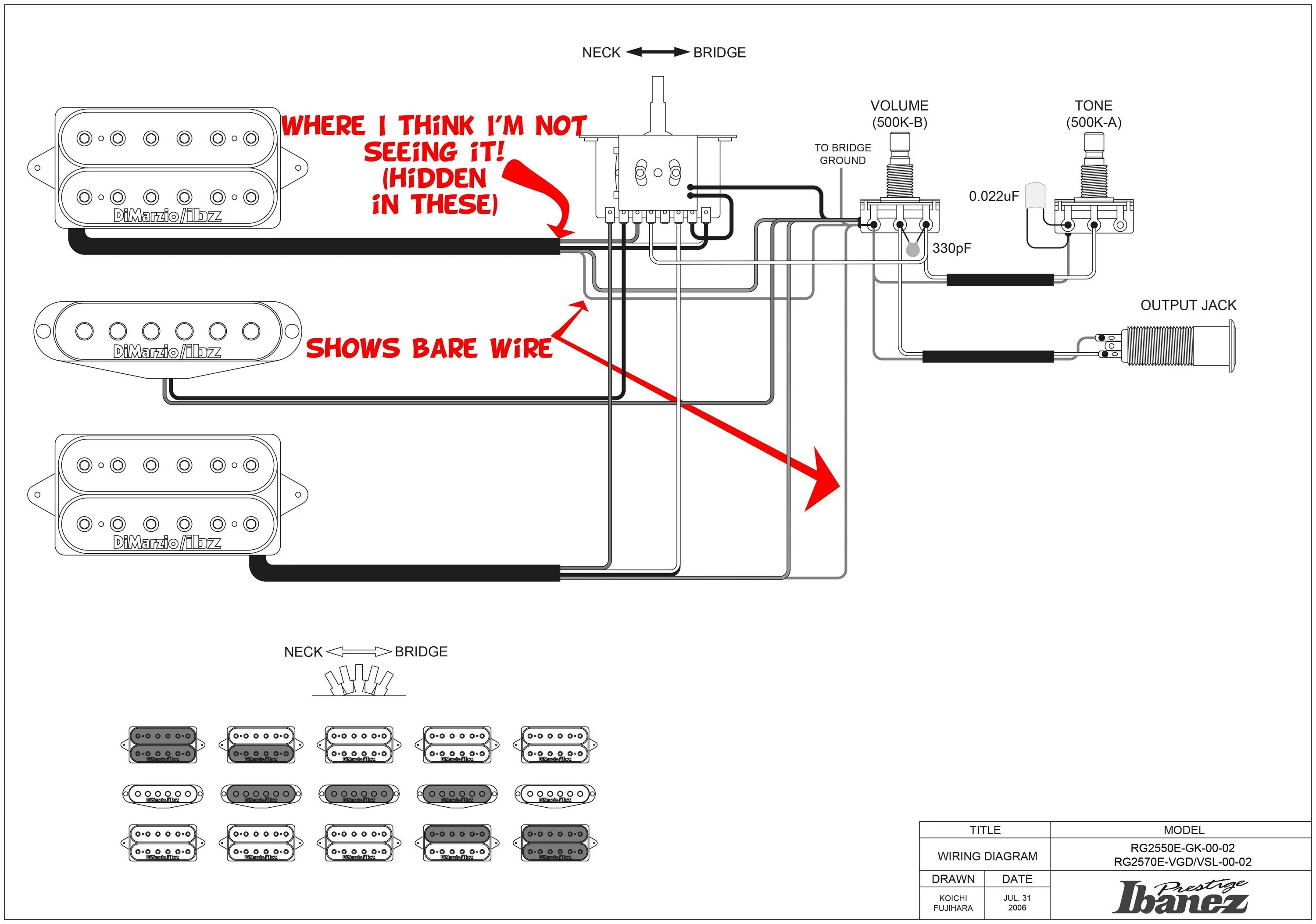 Распайка dimarzio guitar - bare wires from pickups in ibanez diagram confusion - Music: Practice &