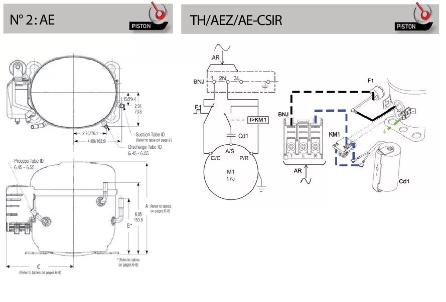 Распайка для компрессора ПХК , Компрессор Tecumseh AE 9422 ZS купить по оптовой цене, характеристики, ана