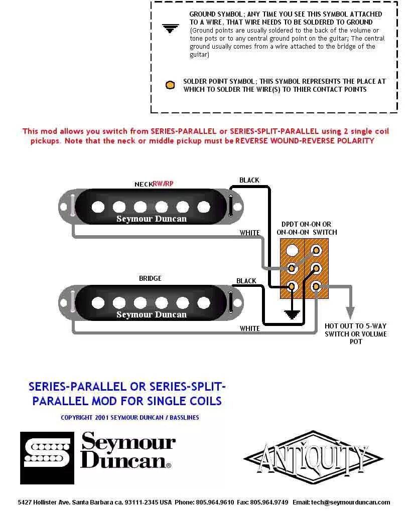 Распайка duncan Схемы распайки Seymour Duncan