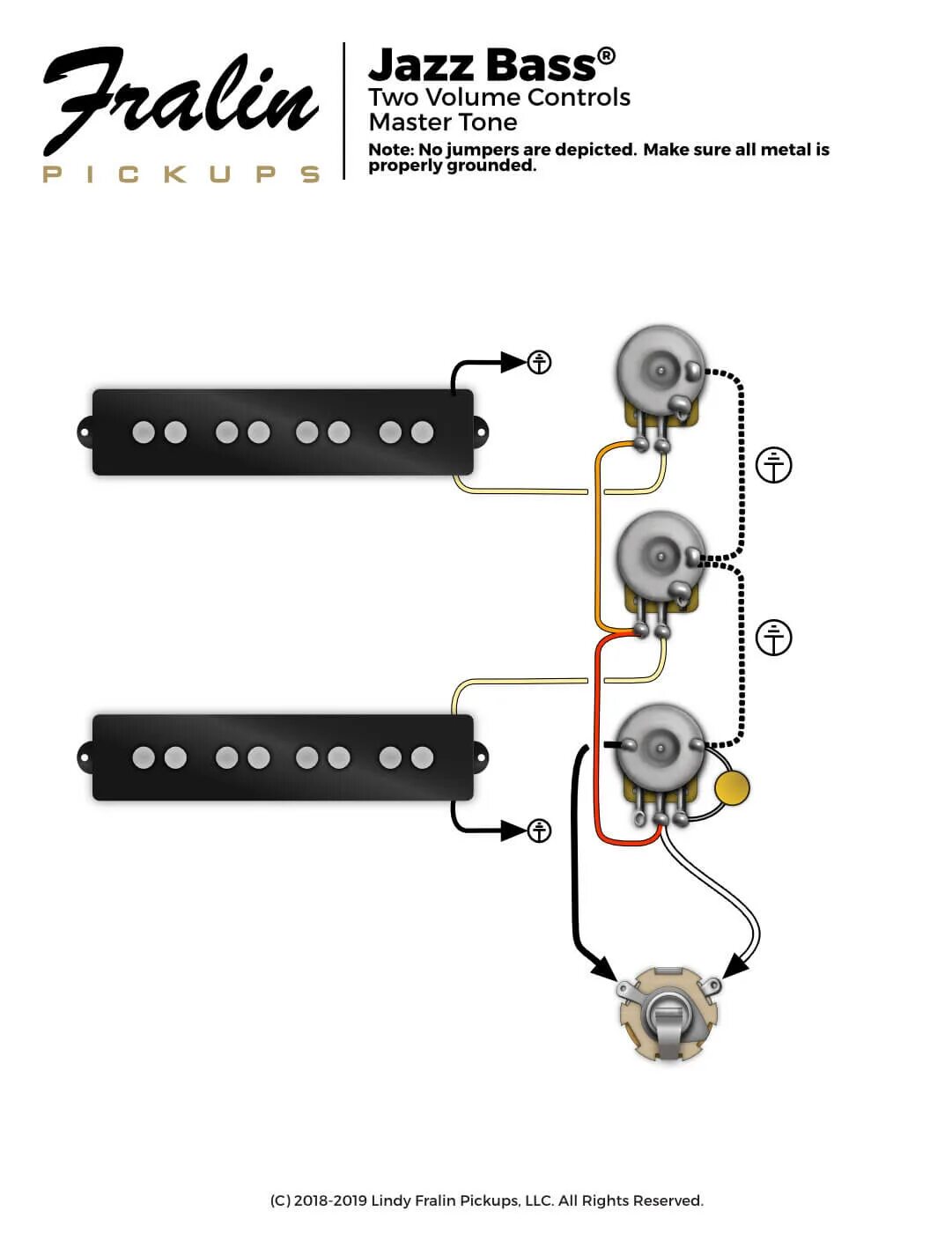 Распайка джаз бас Jazz Bass Wiring Diagram - Fralin Pickups