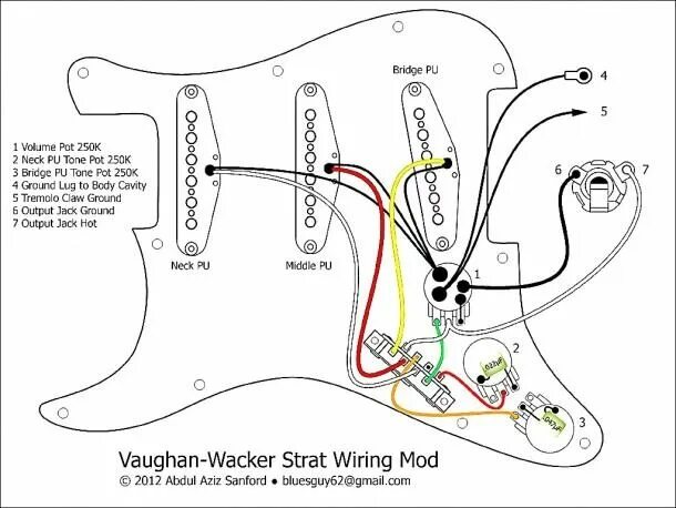 Распайка электрогитары Fender Stratocaster Wiring Diagram Stratocaster guitar, Fender stratocaster, Fen