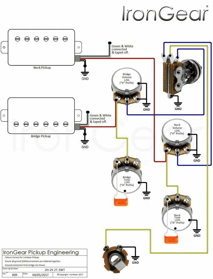 Распайка gibson Wiring Diagram for Electric Guitar