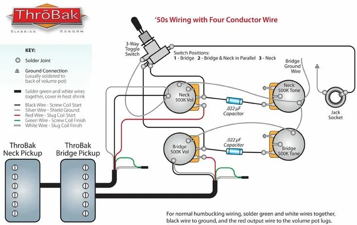 Распайка gibson les paul ThroBak 4 Conductor 50's Style Humbucker Guitar Pickup Wiring Guitar pickups, Ba