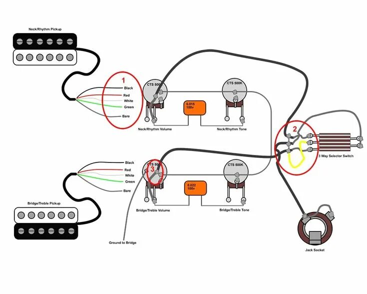 Распайка гибсон лес пол 50S Les Paul Wiring Diagram #1