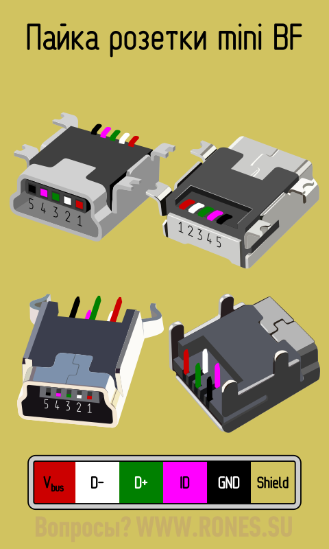 Распайка гнезда microusb Распиновка разъёмов USB 2.0 Электротехника, Электронная схема, Электроника