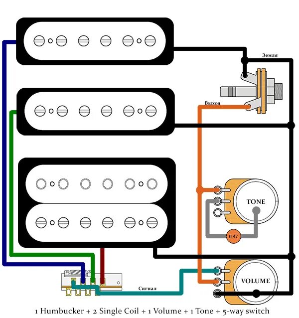 Распайка хамбакера 5 проводов Ответы Mail.ru: Схема распайки гитары