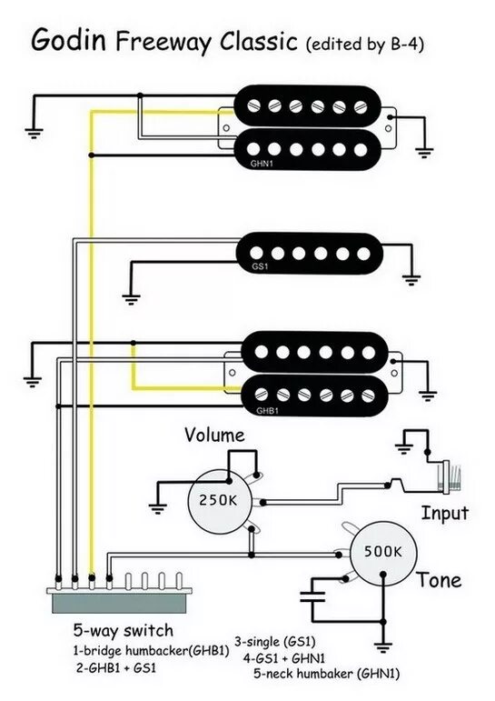 Распайка хамбакера 5 проводов схема Ответы Mail.ru: подскажите схему спайки электроники для гитары