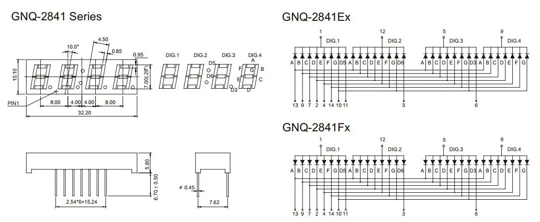 Распайка индикатора 0.28 Inch 4 Digit 7 Segment Display (GNS-2841Ex-Fx) - China LED DOT Matrix and G