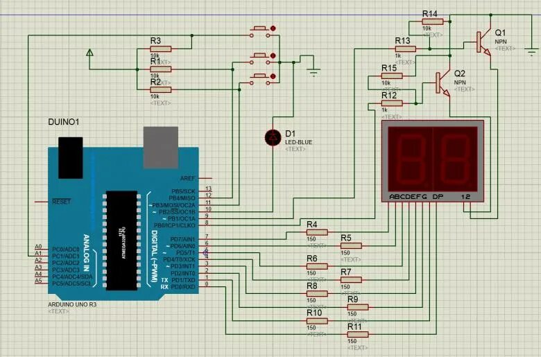 Распайка индикатора два 8-ми сегментных индикаторов Аппаратная платформа Arduino