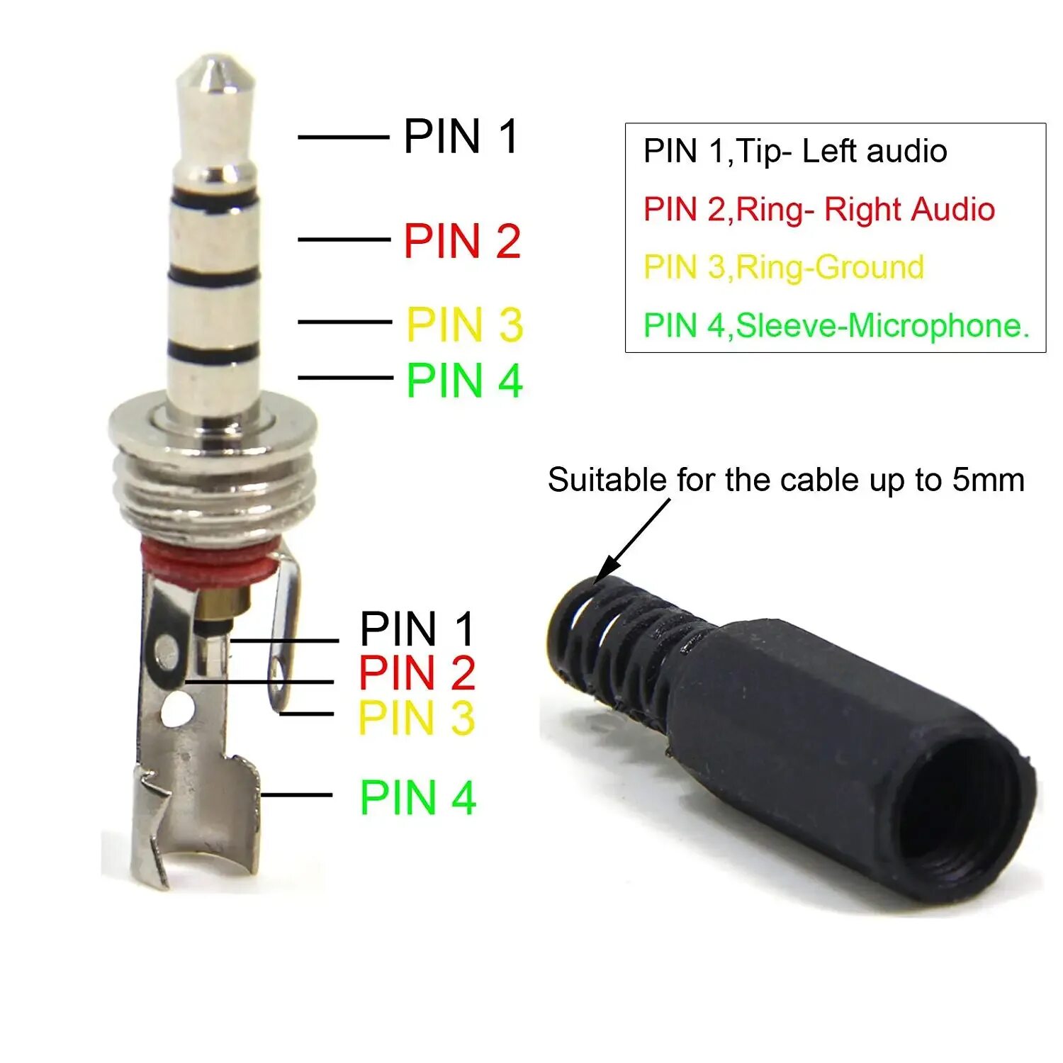 Распайка jack 3.5 4 pin 3 Полюс 4 Полюса Aux 2 Rca Стерео 2 Папа-папа Дополнительный 3,5 Мм Джек Аудио К