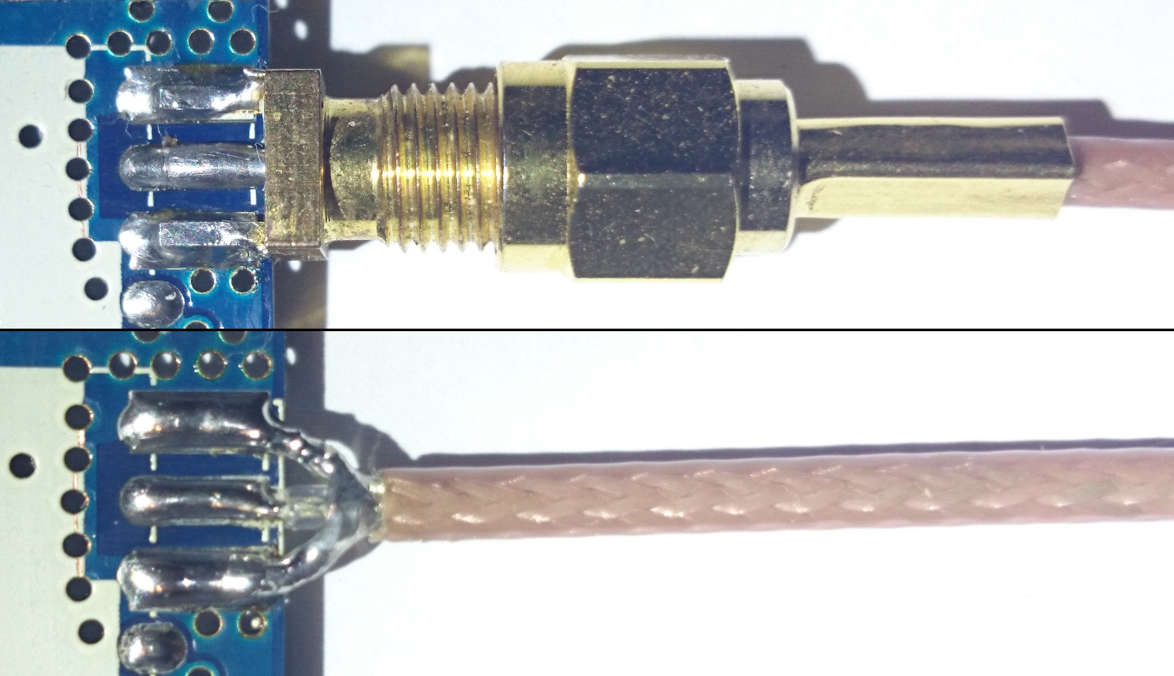 Распайка коаксиального кабеля rf - Can I solder a RG316 coax directly to a PCB instead of using the intended S