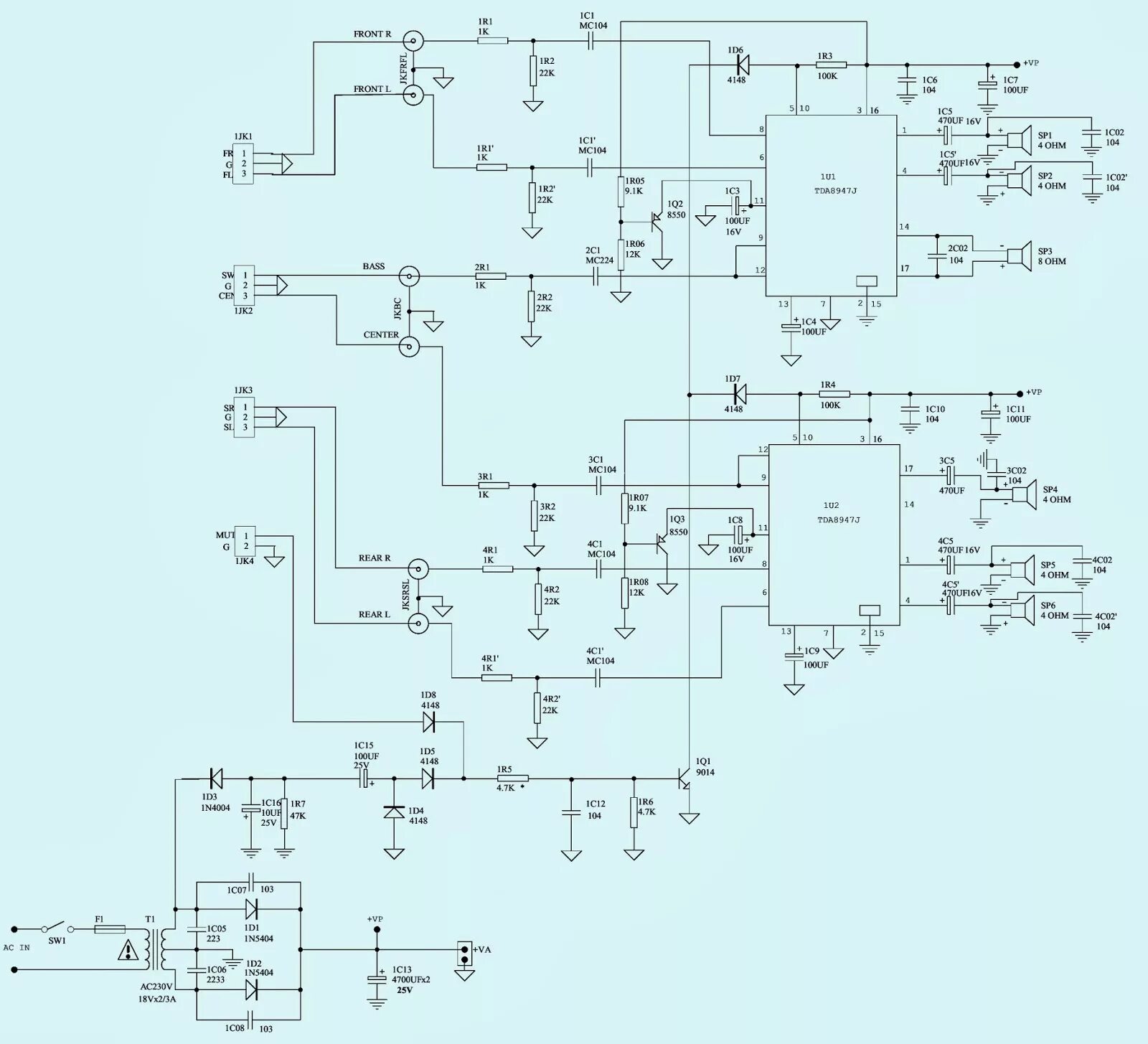 Распайка колонок microlab 3mk 2 Electro help: MICROLAB HTS - A6660 - A6661 - A6662 - A6663 - A6664 - (TDA8947J -