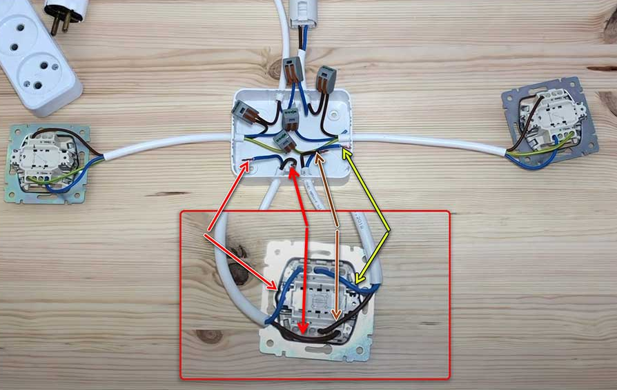 Распайка коробки проходных выключателей Как подключить проходной выключатель
