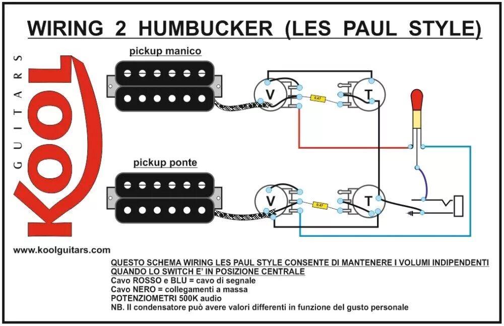 Распайка лес пол с двумя хамбакерами Accordo: Help wiring 50' vol. indipendenti Les Paul