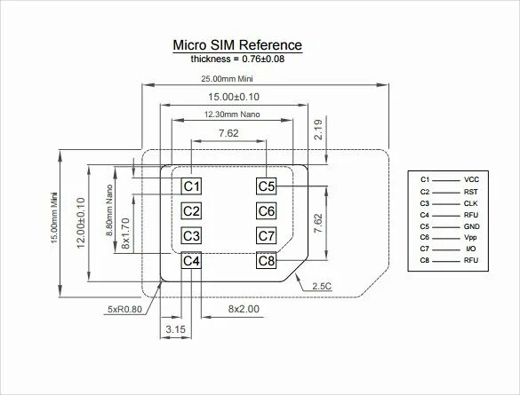 Распайка лотка сим карты Nano Sim To Micro Sim Template