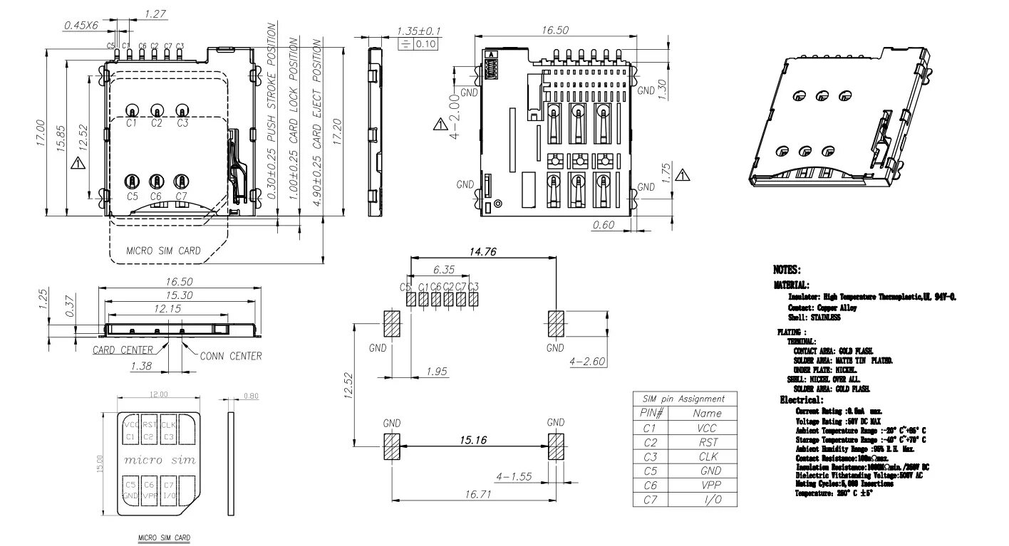 Распайка лотка сим карты 6 Pin Push Type Sim Card Connector Sim Card Holder Pcb Sim Card Connector - Buy 