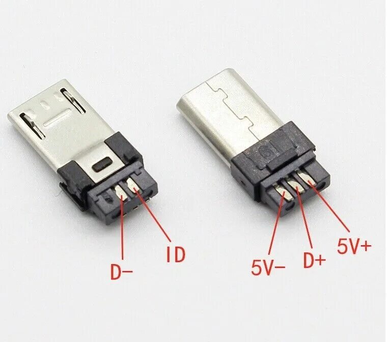 Распайка микро Micro USB Type B Male 5pin Four Piece Assembly Connector Plug Socket (6mm) eBay